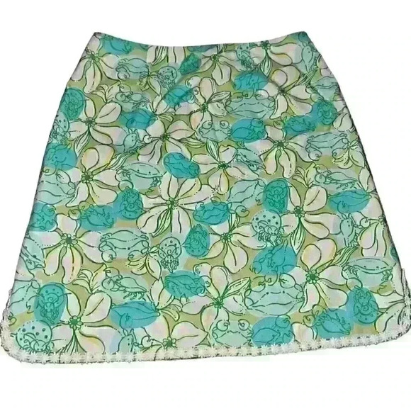VTG Lilly Pulitzer Skirt Size 2 Crab Cake Print Floral Preppy‎ Vacation Resort - Picture 1 of 6